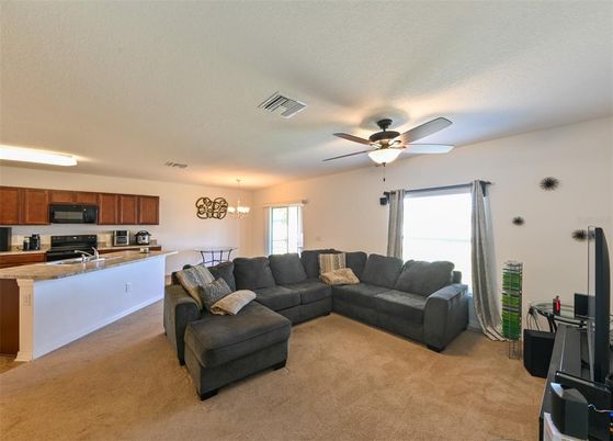 Dining room, Interior, Kitchen, Living room, Pendant Lights, Stainless Steel Appliances