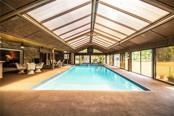 Glass Ceilings, Interior, Pool, Stone Walls, Sun Room