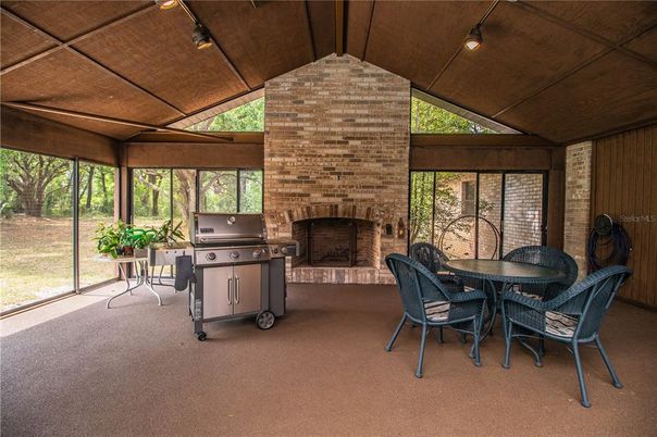 Dining room, Fireplace, Interior, Stone Walls, Sun Room