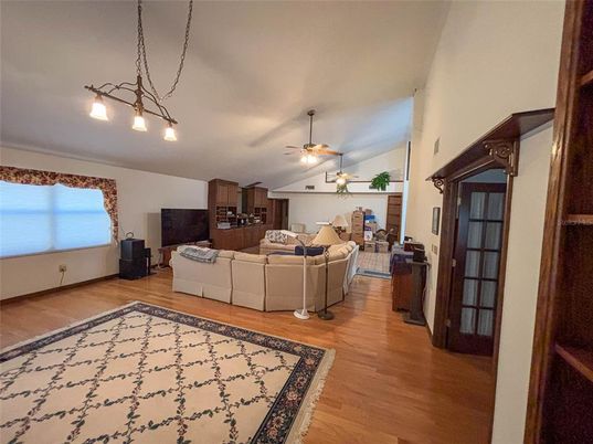 Interior, Living room, Pendant Lights, Wood Texture Flooring