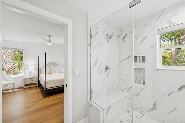 Bathroom, Bedroom, Interior, Marble Walls, Wood Texture Flooring