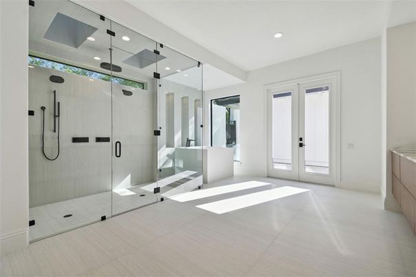 Bathroom, Glass Shower, Interior, Recessed Lighting
