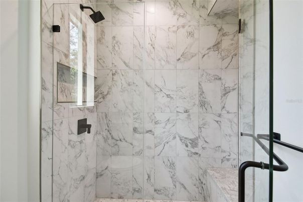 Bathroom, Glass Shower, Interior, Marble Walls