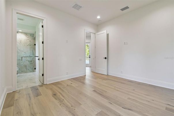 Bathroom, Empty room, Interior, Marble, Marble Walls, Recessed Lighting, Wood Texture Flooring