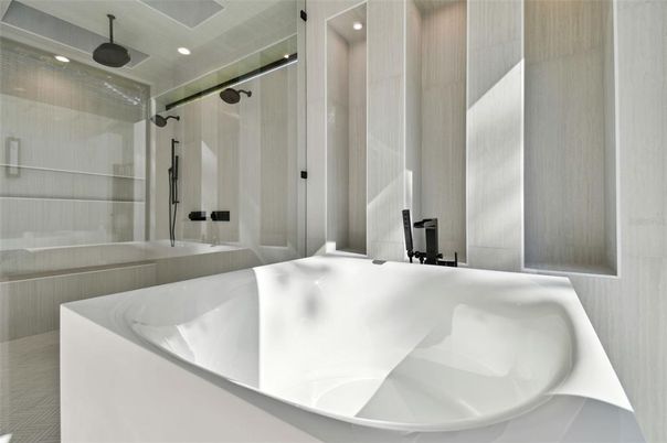 Bathroom, Glass Shower, Interior, Recessed Lighting