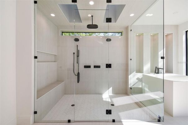 Bathroom, Glass Shower, Interior, Recessed Lighting