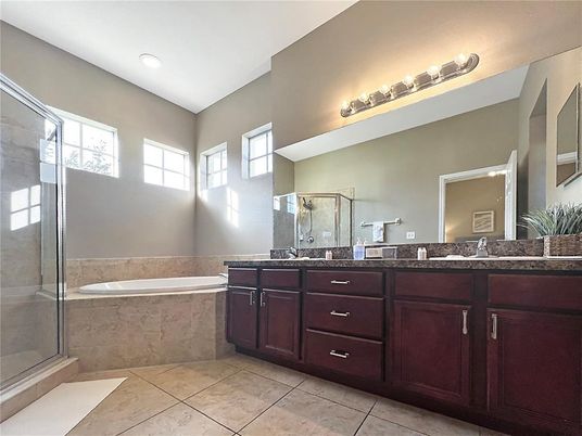 Bathroom, Dual Sink Vanities, Glass Shower, Interior, Recessed Lighting