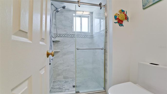 Bathroom, Glass Shower, Interior, Marble Walls