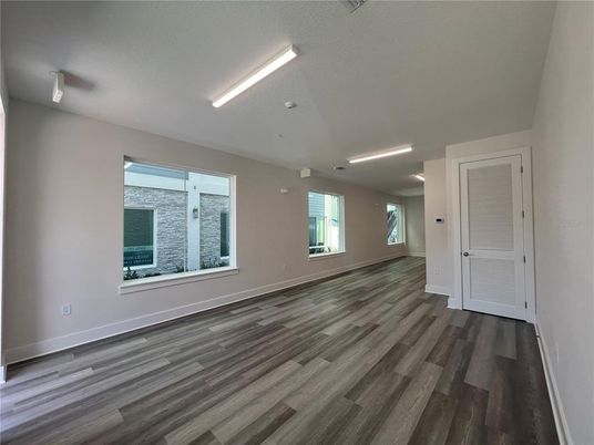 Empty room, Interior, Recessed Lighting, Wood Texture Flooring