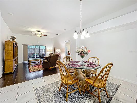 Dining room, Interior, Living room, Pendant Lights, Wood Texture Flooring