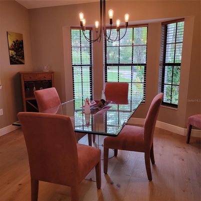 Chandelier, Dining room, Interior, Wood Texture Flooring