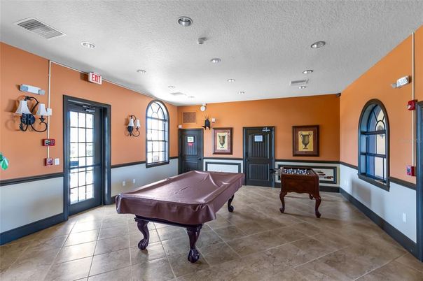 Billiard Table, Game Room, Interior, Recessed Lighting