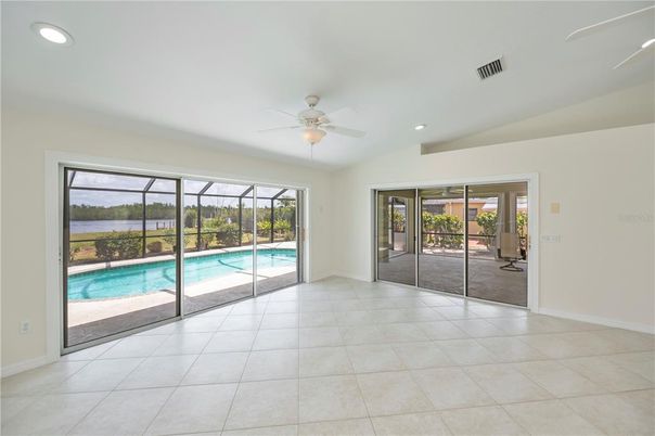 Empty room, Interior, Pool, Recessed Lighting, Sun Room