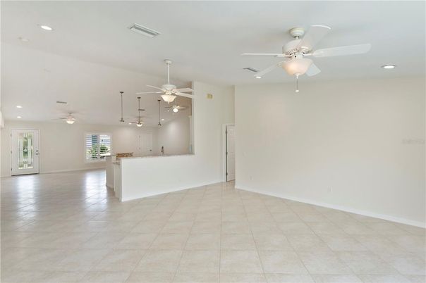 Empty room, Interior, Kitchen, Pendant Lights, Recessed Lighting