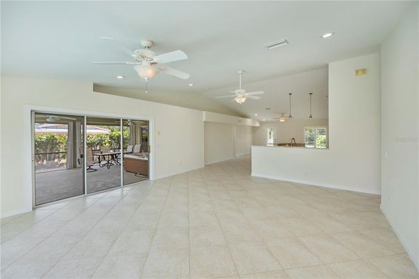 Dining room, Empty room, Interior, Pendant Lights, Recessed Lighting