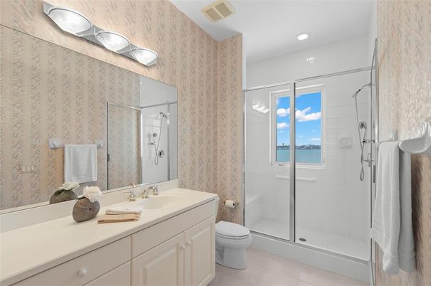 Bathroom, Glass Shower, Interior, Recessed Lighting