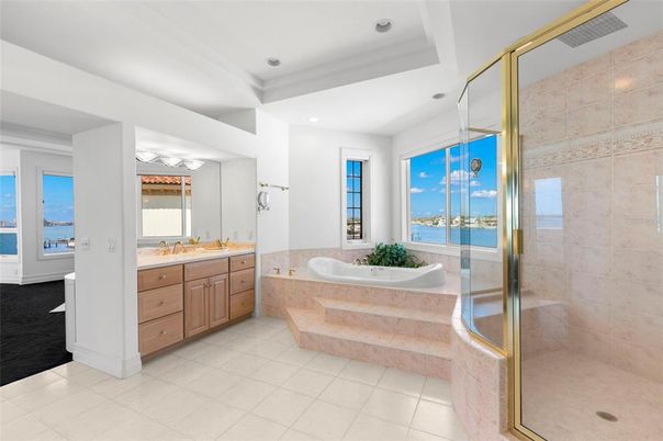 Bathroom, Glass Shower, Interior, Recessed Lighting, Water