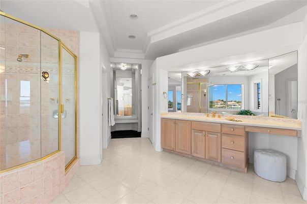 Bathroom, Glass Shower, Interior, Recessed Lighting