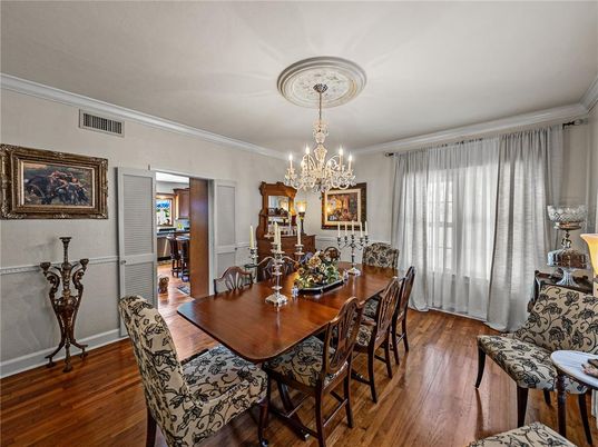 Chandelier, Dining room, Interior, Wood Texture Flooring