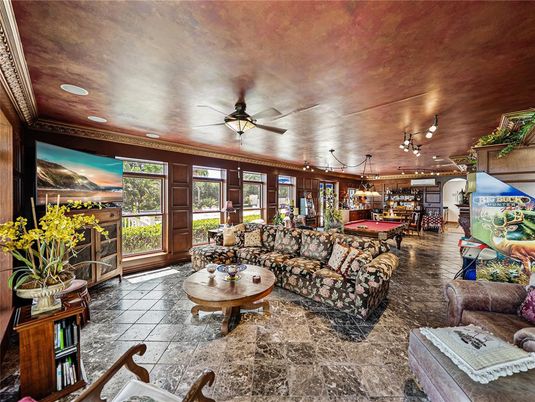 Billiard Table, Game Room, Interior, Living room, Pendant Lights, Recessed Lighting