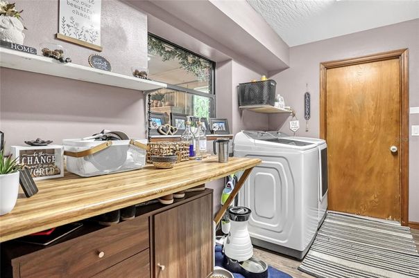 Interior, Washer, Wood Texture Flooring