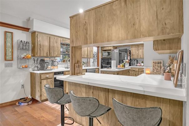 Interior, Kitchen, Recessed Lighting, Wood Texture Flooring