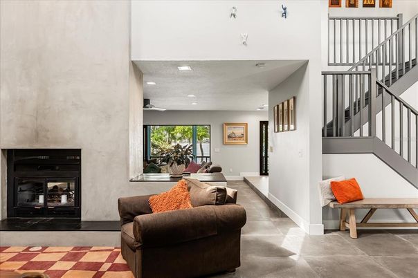 Fireplace, Interior, Living room, Recessed Lighting