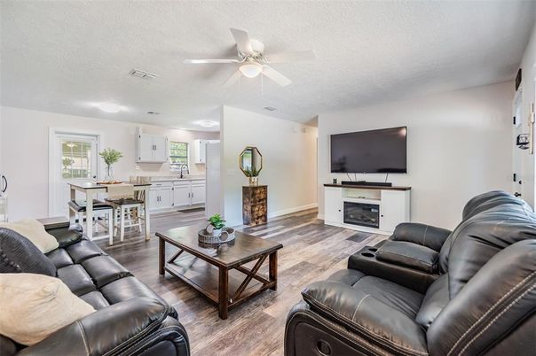 Dining room, Interior, Kitchen, Living room, Wood Texture Flooring
