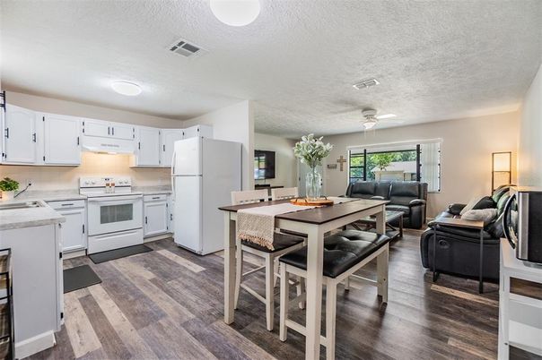 Dining room, Interior, Kitchen, Living room, Wood Texture Flooring