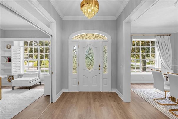 Chandelier, Interior, Wood Texture Flooring