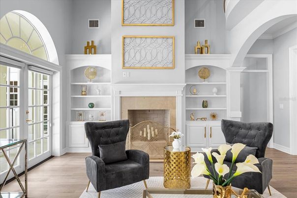 Fireplace, Interior, Wood Texture Flooring