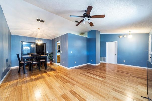 Chandelier, Dining room, Interior, Wood Texture Flooring