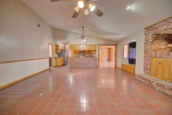 Empty room, Interior, Kitchen, Recessed Lighting, Stone Walls