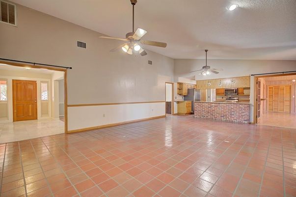 Empty room, Interior, Kitchen, Recessed Lighting, Stainless Steel Appliances
