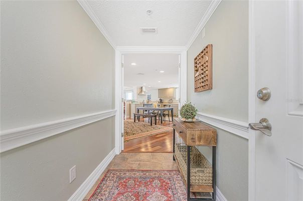 Dining room, Interior, Recessed Lighting, Wood Texture Flooring