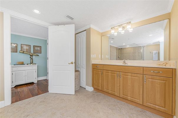 Bathroom, Interior, Recessed Lighting, Wood Texture Flooring