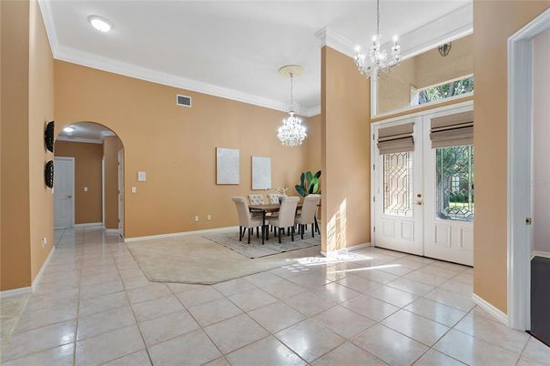 Chandelier, Dining room, Interior, Recessed Lighting