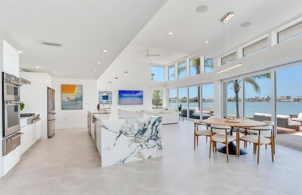 Dining room, Interior, Kitchen, Living room, Pendant Lights, Recessed Lighting, Stainless Steel Appliances, Water