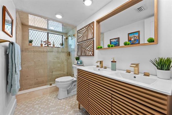 Bathroom, Glass Shower, Interior, Recessed Lighting