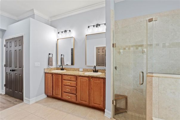 Bathroom, Dual Sink Vanities, Glass Shower, Interior