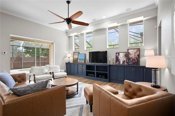 Interior, Living room, Recessed Lighting, Wood Texture Flooring