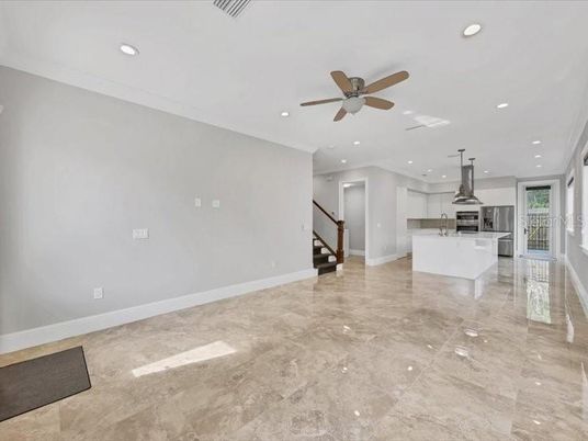 Empty room, Interior, Kitchen, Recessed Lighting