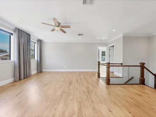 Empty room, Interior, Recessed Lighting, Wood Texture Flooring