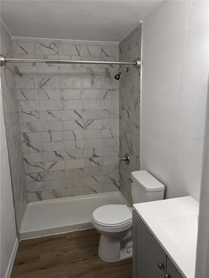 Bathroom, Interior, Marble Walls, Wood Texture Flooring