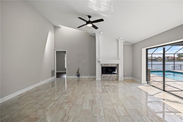 Empty room, Fireplace, Interior, Recessed Lighting
