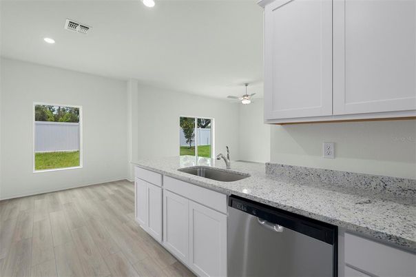 Interior, Kitchen, Recessed Lighting, Wood Texture Flooring