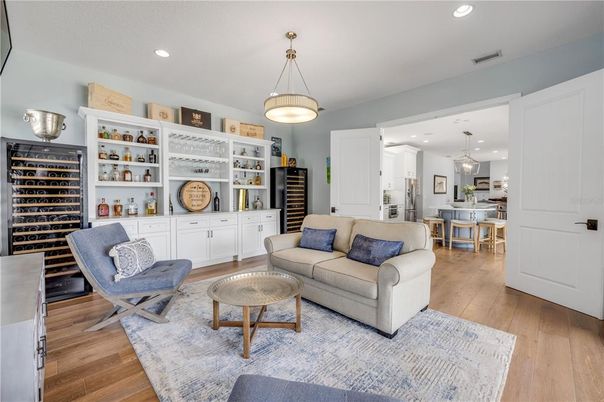 Dining room, Interior, Kitchen, Living room, Pendant Lights, Recessed Lighting, Wood Texture Flooring