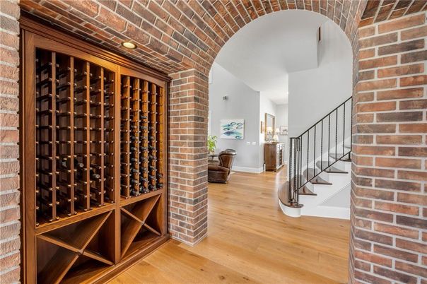 Interior, Stone Walls, Wine Storage, Wood Texture Flooring