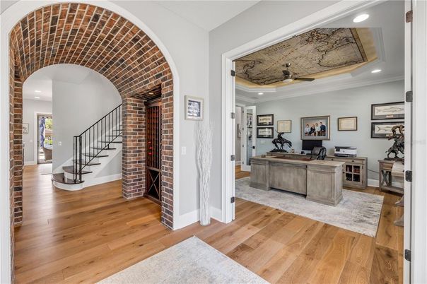 Home Office, Interior, Recessed Lighting, Wood Texture Flooring