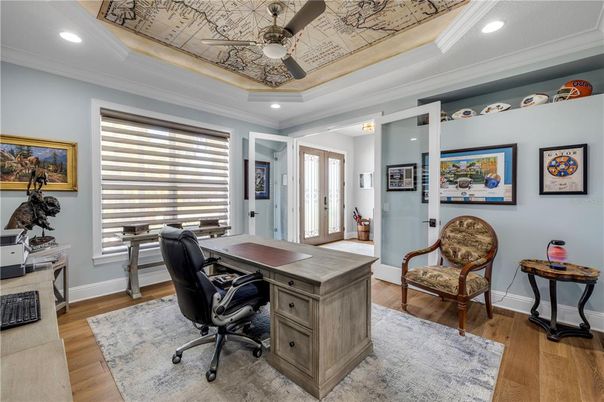 Home Office, Interior, Recessed Lighting, Wood Texture Flooring